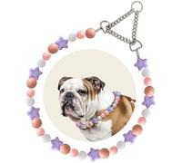 Hosiwei Designer Beaded Martingale Dog Collar - Adjustable No-Slip Pink Purple Lavender Jeweled Collar Necklace for Medium Large Girl Dogs, Handmade Fashion Jewelry Accessories for Spoiled Pup