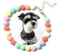 Hosiwei Dog and Cat Rainbow Beads Collar Necklace, Faux Pearls Necklace Pet Jewelry Colorful Candy Colors (Colorful, XL(16.5-22.2lb))