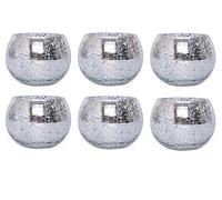 Hosley® Radiant Elegance Set of 6 Silver Crackle Glass Tea Light Holders 3.94 Inch Diameter Mesmerizing Candle Holders for Home Decor and Special Occasions