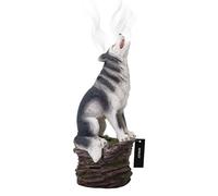 Hosley Resin Wolf Decor Statue and Incense Cone Burner Majestic Smoking Wolf Holder for Aromatic Ambiance and Unique Home Décor 12" Inch
