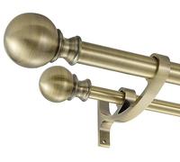 Hosmile Double Curtain Rods for Window 48-84 Inch, Antique Bronze, Iron, Adjustable, Dual Rod with Round Finials, 1-Inch Front and 5/8 Inch Back, 30 lbs Weight Capacity