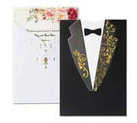 Hosmsua 20PCS Black & White Wedding Invitation Cards with Evening Dress Engagement for Marriage Bride Shower Invites