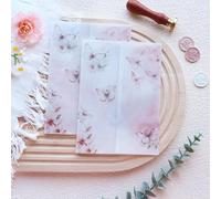 Hosmsua 50Pcs Vellum Jackets for 5x7 Invitations - 135GSM Elegant Blush Pink Boho Floral Butterfly Translucent Invitation Sleeves For Wedding Quinceanera Bridal Shower Invitation (Blush Pink)