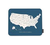 HOSNYE USA Map With Name of Countries Mouse Pad - Square Anti-Slip Rubber Mousepad for Gaming Office Laptop Computer PC - United States of America Flat Edges Design for Men Women Kids