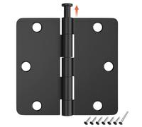 HOSOM 18 Pack Matte Black Door Hinges 3.5 Inch with 1/5 Radius, Fit Standard Door