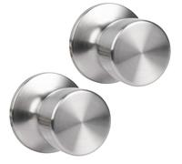 HOSOM 2 Pack Dummy Door Knobs, Keyless Closet Door Knobs Satin Nickel Dummy Door Handle, Exterior/Interior Door Knob, Individual Non-Turning Dummy Door Knob Single Side