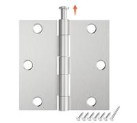 HOSOM 3 Pack Door Hinges 3.5 Inch with Square Corner, Satin Nickel Interior Door Hinge for Bedroom, Bathroom, Cabinet, and More