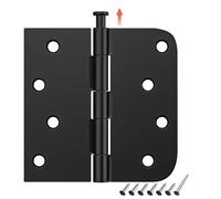 HOSOM 3 Pack Matte Black Door Hinges 4 Inch with Square & Round Corners, Fit Standard Door