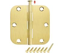 HOSOM 6 Pack Brushed Brass Door Hinges 3.5 Inch with 1/4 Radius, Fit Standard Door