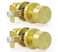 HOSOM Gold Passage Door Knob Non-Locking for Hallway Closet Doors 2 Pack | Champagne Gold Interior Door Knobs, Smooth Turn, Easy Install, Reversible for Left or Right Handing, Hall & Pantry Doors