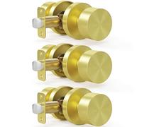 HOSOM Gold Passage Door Knob Non-Locking for Hallway Closet Doors 3 Pack | Champagne Gold Interior Door Knobs, Smooth Turn, Easy Install, Reversible for Left or Right Handing, Hall & Pantry Doors