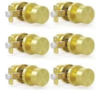 HOSOM Gold Passage Door Knob Non-Locking for Hallway Closet Doors 6 Pack | Champagne Gold Interior Door Knobs, Smooth Turn, Easy Install, Reversible for Left or Right Handing, Hall & Pantry Doors