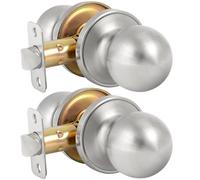 HOSOM Passage Door Knob, Interior Door Knob No Locking, Keyless Door knobs Interior for Hallway, Closet and More, Satin Nickel, 2 Pack