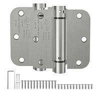 HOSOM Self Closing Door Hinges 3.5 Inch Brushed Nickel Spring Loaded Hinges Heavy Duty Adjustable Tension for Interior Door, UL Listed, 5/8'' Radius Corners, 2 Pack