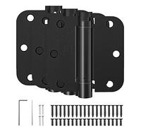 HOSOM Self Closing Door Hinges 3.5 Inch, Spring Loaded Hinges, Adjustable Tension for Interior Door, UL Listed, for Left and Right Hand Door, 5/8'' Radius Corners, Matte Black, 3 Pack