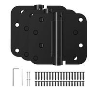 HOSOM Self Closing Door Hinges 4 Inch Spring Loaded Hinges Soft Close Door Hinges Matte Black with 5/8'' Radius Corners Adjustable Tension, UL Listed, 3 Pack