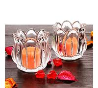 Hosoncovy 2 Pack Tulip Clear Glass Tea Light Candle Holder Tea Light Candle Cup