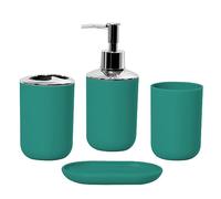 Hosoncovy 4 Pieces Bathroom Accessory Set with Soap Dispenser, Bathroom Cup, Soap Dish ，Toothbrush and Toothpaste Holder (Green)