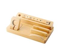 Hosoncovy Bamboo Wood Multi-device Desktop Charging Station Watch Stand Mobile Changing Stand Tablet Changing Station with DIY Calendar