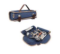 Hosoncovy Bartender Bag Travel Bartender Kit Bag with Shoulder Strap Portable Barware Set Roll Bag for Storage Travelling Camping Picnic Parties Cocktail Making (Empty Bag) (Blue)
