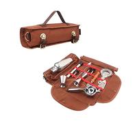 Hosoncovy Bartender Bag Travel Bartender Kit Bag with Shoulder Strap Portable Barware Set Roll Bag for Storage Travelling Camping Picnic Parties Cocktail Making (Empty Bag) (Brown)