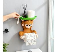 Hosoncovy Cartoon Monkey Toilet Roll Paper Wall Holder Rack Paper Towel Holder with Storage Tray for Bathroom Kitchen