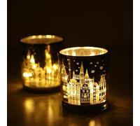 Hosoncovy Castle Small Tealight Candle Glass Cup Set of 2,Aromatherapy Candle DIY Cups for Home Decoration Women Gift