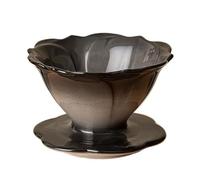 Hosoncovy Ceramic Flower Coffee Dripper Coffee Filter Holder Coffee Filter Cone Coffee Maker Cup (Black)