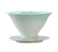Hosoncovy Ceramic Flower Coffee Dripper Coffee Filter Holder Coffee Filter Cone Coffee Maker Cup (Green)