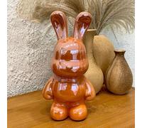 Hosoncovy Ceramic Rabbit Sculpture Statue Ornament Figurine Rabbit Home Ornament Piggy Bank Coin Bank Money Box Children Bedroom Decoration Birthday Gifts (Orange)