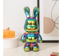 Hosoncovy Ceramic Rabbit Sculpture Statue Ornament Figurine Rabbit Home Ornament Piggy Bank Coin Bank Money Box Children Bedroom Decoration Birthday Gifts (Mixing colors)