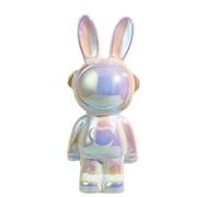 Hosoncovy Ceramic Rabbit Statue Ornament Figurine Rabbit Home Ornament Piggy Bank Coin Bank Money Box Children Bedroom Decoration Birthday Gifts (White)