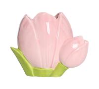 Hosoncovy Ceramic Tulip Makeup Brush Organizer Pot Makeup Brush Holder Pen Pot Pencil Holder Flower Vase (Pink)