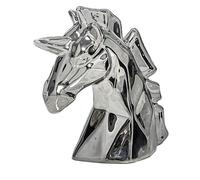 Hosoncovy Ceramic Unicorn Sculpture Ornament Unicorn Statue Figure Decor Home Decoration Room Decor for Living Room, Office Desktop, Shelf (Silver)