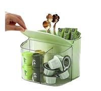 Hosoncovy Coffee Capsule & Sugar Storage Holder - Tea Packet Rack & Teabag Shelf for Cabinet & Countertop (Green)