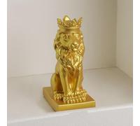 Hosoncovy Crown Lion Figurine Statue Home Decoration,Resin Sculpture Home Figurine Gift Ornament for Living Room Desktop Office Study Room Bedroom Coffee Shop Bar (Gold)