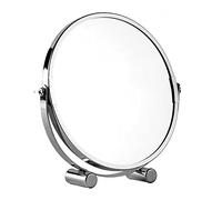 Hosoncovy Double Sided Vanity Mirror, 1X & 3X Magnifying, Metal Frame, Round, Free Standing, 17cm Diameter x 18.5cm Height, Silver, Tabletop, Bedroom & Bathroom