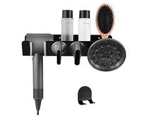 Hosoncovy Hairdryer Wall Mount Holder Stand Blow Dryer Rack Hook Organizer for Dyson Supersonic Hair Dryer (Black)