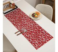 Hosoncovy Hollow Camellia Small Table Runner Non-slip Decorative PVC Table Mats Placemat Heat Resistant Mats for Home Party Kitchen Dining Wedding Decor (91CM X 33CM) (Red)