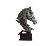 Hosoncovy Horse Head Figurine Statue Home Decoration Resin Sculpture Home Figurine Gift Ornament for Living Room Desktop Office Study Room Bedroom Coffee Shop Bar (Silver)