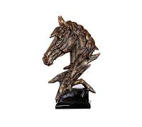 Hosoncovy Horse Head Figurine Statue Home Decoration Resin Sculpture Home Figurine Gift Ornament for Living Room Desktop Office Study Room Bedroom Coffee Shop Bar (Gold)