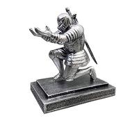 Hosoncovy Magnetic Warrior Executive Knight Pen Holder with Silver Sword,Cool Home Decoration Desktop Pendant Figurine Executive Soldier Knight Watch Eyeglass Holder Gift for Men Boys