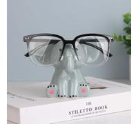 Hosoncovy Multifunctional Ceramic Small Elephant Piggy Bank Coin Jar Money Box,Elephant Figurine Eyeglass Holder Rack Glasses Holder Eyeglasses Display Stand (Grey Green)