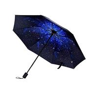 Hosoncovy Night Star Sky Folding Umbrella Double Layer Windproof Anti UV Sun Protection 100CM Compact Travel Umbrella for Women Men