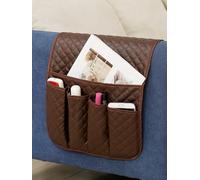 Hosoncovy PU Leather Sofa Armrest Organizer Couch Arm Storage Bag Sofa Arm Couch Caddy Anti-Spill Armrest Remote Control and Cellphone Organizer Holder (Brown)