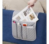 Hosoncovy PU Leather Sofa Armrest Organizer Couch Arm Storage Bag Sofa Arm Couch Caddy Anti-Spill Armrest Remote Control and Cellphone Organizer Holder (Grey)