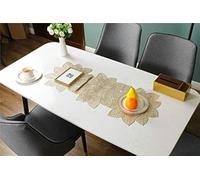 Hosoncovy PVC Hollow Table Runner Non-slip Flower Decorative Lotus Table Mats Placemat for Home Party Kitchen Dining Wedding Decor (Gold)