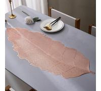 Hosoncovy PVC Table Runner Non-slip Decorative Banana Leaves Table Mats Placemat for Home Party Kitchen Dining Wedding Decor (Rose Gold)