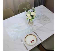 Hosoncovy PVC Table Runner Non-slip Decorative Table Mats Placemat for Home Party Kitchen Dining Wedding Decor (91CM X 33CM) (Silver)
