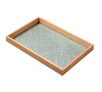 Hosoncovy Rectangular Wooden Glass Tray Tea Tray, Serving Tray Tea and Coffee or Food Butler Serving Tray Decorative Tray for Dining Tableware, Table Decor (Yellow)